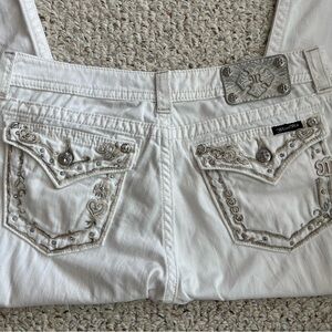 Miss Me White Embellished Jeans with Silver Accents